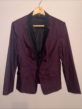 Express Women's Plum Blazer with Black Satin Collar